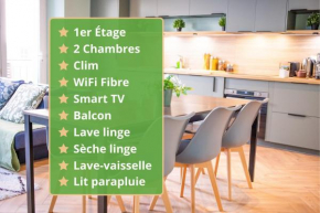 T3 Climatisé 2 Chambres 6 personnes WiFi Cuisine Laverie